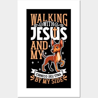 Jesus and dog - Cirneco dell'Etna Posters and Art